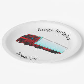 レッドトレーラートラックイラストレーション ペーパープレート (アングル)