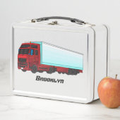 レッドトレーラートラックイラストレーション メタルランチボックス (インサイチュ)