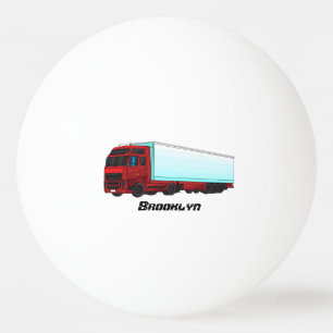 レッドトレーラートラックイラストレーション 卓球ボール