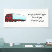 レッドトレーラートラックイラストレーション 横断幕 (トレードショー)