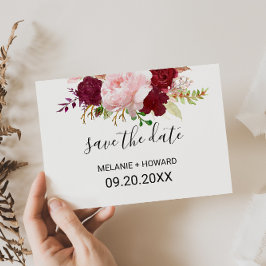 レッドトロピカルとロマンチックSave the Date Card ポストカード