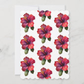 レッドトロピカルハイビスカスフローラ金ゴールドグリッター誕生日 招待状 (裏面)