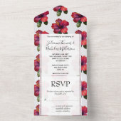 レッドトロピカルハイビスカス結婚フローラ オールインワン招待状 (内側)