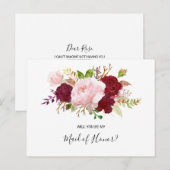 レッドトロピカル&ロマンティックなメイドオブオナー インビテーションポストカード (正面/裏面)