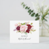 レッドトロピカル&ロマンティックなメイドオブオナー インビテーションポストカード (スタンド正面)