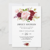 レッドトロピカルSweet sixteen誕生会 招待状 (正面)