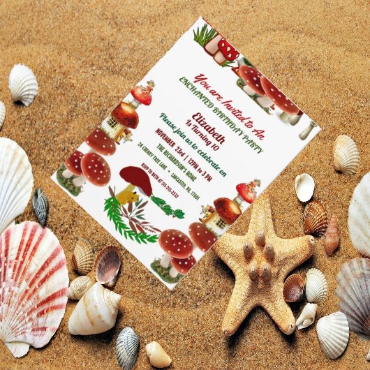 レッドトーストイレガーデンフェアリー子供の誕生日パーティーおもしろい 招待状