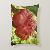 レッドトーチジンジャートロピカルフラワー写真 アクセントクッション (正面(垂直))