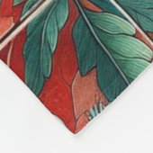 レッドトーンタイルスタイルリーフデザイン フリースブランケット (角)