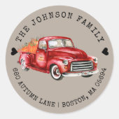 レッドト素朴ラックカボチャ差出人住所 ラウンドシール (正面)