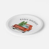 レッドト素朴ラックハッピーホリデイズクリスマスツリー ペーパープレート (アングル)