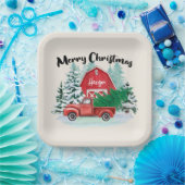 レッドト素朴ラックファームハウスクリスマススススススクエア ペーパープレート (パーティー)