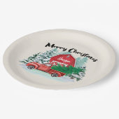 レッドト素朴ラックファームハウスクリスマスパーソナライズされた ペーパープレート (アングル)
