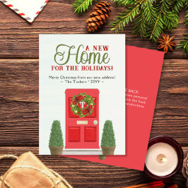 レッドドアとトピアリーズウォーターカラークリスマスムービング シーズンカード