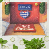 レッドドアのパーソナライズ – Merry Christmas Cozy Home キッチンタオル (折り畳み)