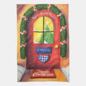 レッドドアのパーソナライズ – Merry Christmas Cozy Home キッチンタオル (縦)