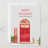 レッドドアスノースキースノーボードドッグウィンハッピー シーズンカード (正面)