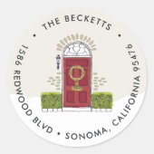 レッドドアホリデイ差出人住所 ラウンドシール (正面)