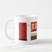 レッドドア付きハウスカスタム引用文 コーヒーマグカップ (左)