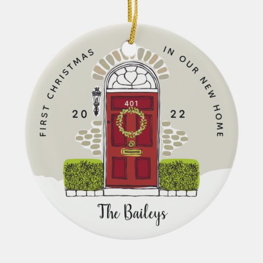 レッドドア初めてのクリスマスズインザニューホーム セラミックオーナメント (正面)
