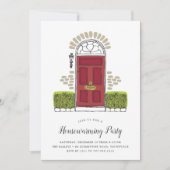 レッドドア引っ越し祝いパーティーパーティの招待状 招待状 (正面)