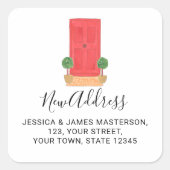 レッドドア新しい住所の封筒 スクエアシール (正面)