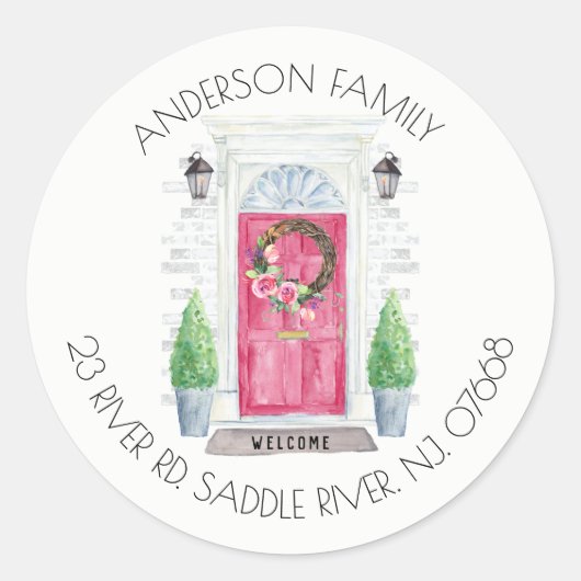 レッドドア |新しいホーム住所 シールシール ラウンドシール (正面)