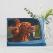 レッドドッグ風光明媚な車に乗る芸術プリント カード (スタンド正面)