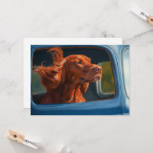 レッドドッグ風光明媚な車に乗る芸術プリント カード (正面/裏面インサイチュ)