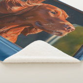 レッドドッグ風光明媚な車に乗る芸術プリント シェルパブランケット (3/4)