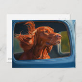 レッドドッグ風光明媚な車に乗る芸術プリント ポストカード (正面/裏面)