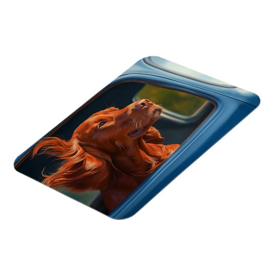 レッドドッグ風光明媚な車に乗る芸術プリント マグネット (左側)