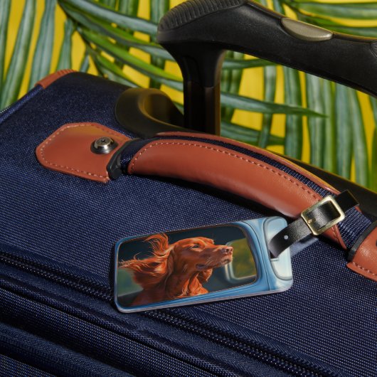 レッドドッグ風光明媚な車に乗る芸術プリント ラゲッジタグ (正面インサイチュ3)