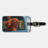 レッドドッグ風光明媚な車に乗る芸術プリント ラゲッジタグ (正面横)