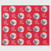 レッドドパーソナライズされたッグ写真 ラッピングペーパー (フラット)