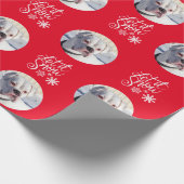 レッドドパーソナライズされたッグ写真 ラッピングペーパー (角)