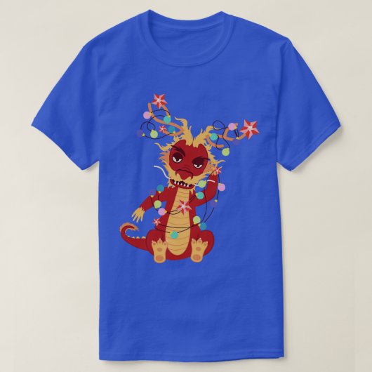 レッドドラゴンとガーランド Tシャツ (デザイン正面)