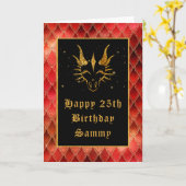 レッドドラゴンはかりで測フェイクグリッターハッピーバースデー カード (黄色い花)