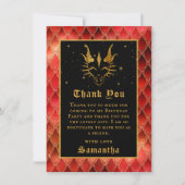 レッドドラゴンはかりで測金ゴールドフェイクグリッター誕生日 サンキューカード (正面)