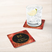 レッドドラゴンはかりで測金ゴールドフェイクグリッター誕生日 スクエアペーパーコースター (インサイチュ)