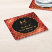 レッドドラゴンはかりで測金ゴールドフェイクグリッター誕生日 スクエアペーパーコースター (アングル)