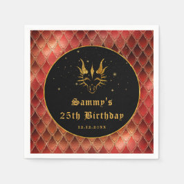 レッドドラゴンはかりで測金ゴールドフェイクグリッター誕生日 スタンダードカクテルナプキン