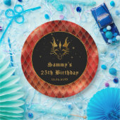 レッドドラゴンはかりで測金ゴールドフェイクグリッター誕生日 ペーパープレート (パーティー)