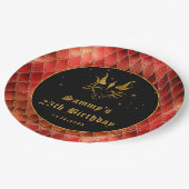 レッドドラゴンはかりで測金ゴールドフェイクグリッター誕生日 ペーパープレート (アングル)