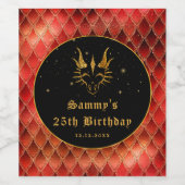 レッドドラゴンはかりで測金ゴールドフェイクグリッター誕生日 ワインラベル (シングルラベル)