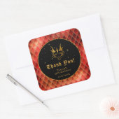 レッドドラゴンはかりで測金ゴールド誕生日ありがとう スクエアシール (封筒)