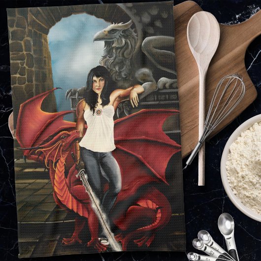 レッドドラゴンアーバンファンタジー キッチンタオル