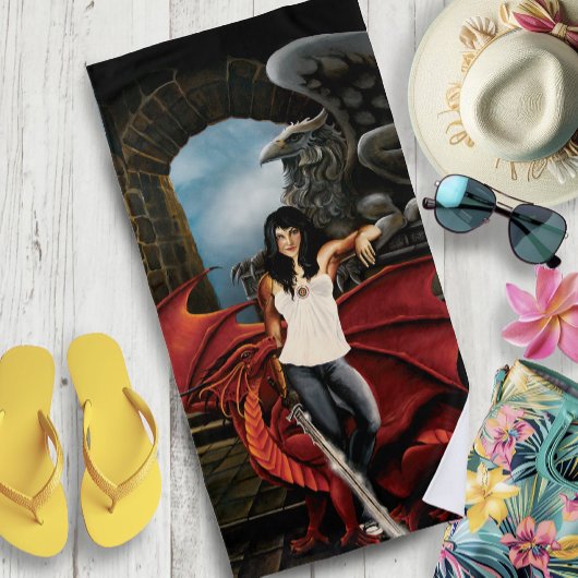 レッドドラゴンアーバンファンタジー ビーチタオル