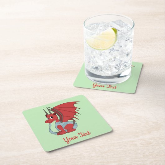 レッドドラゴンカートゥーンスクエア紙コースター スクエアペーパーコースター (インサイチュ)