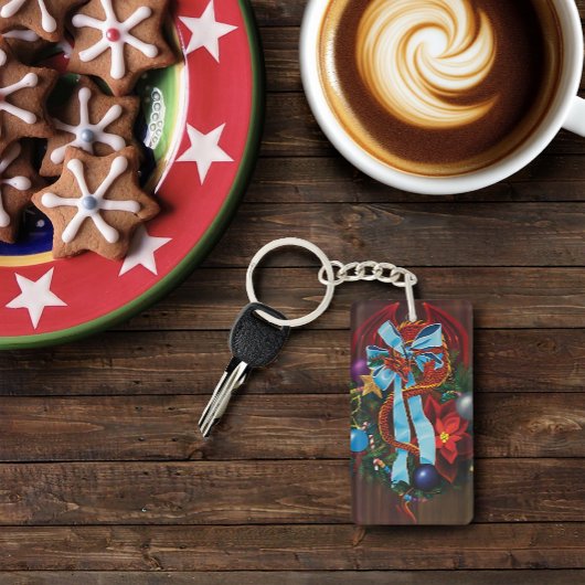 レッドドラゴンクリスマスリース キーホルダー